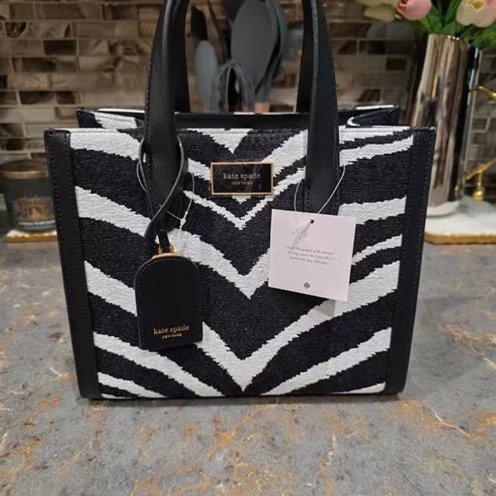 Kate Spade Zebra Stripe Tote in Black and White